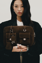 (Floralpunk) Brooklyn Pocket Box Bag - Suede Brown