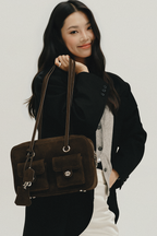 (Floralpunk) Brooklyn Pocket Box Bag - Suede Brown