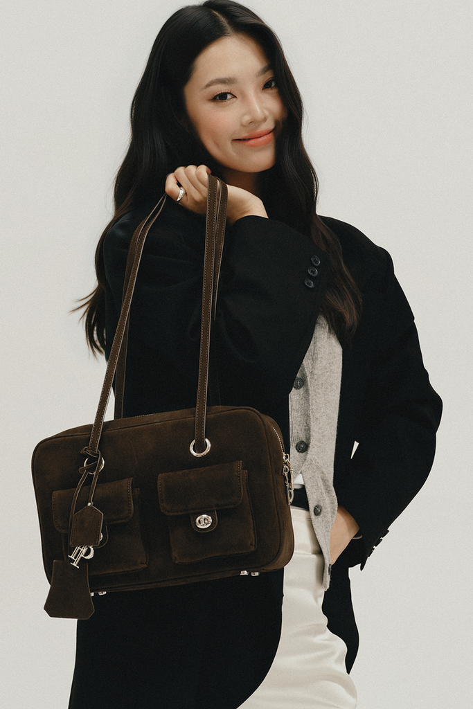 (Floralpunk) Brooklyn Pocket Box Bag - Suede Brown