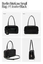 (Floralpunk) Berlin Briefcase Small - Black leather