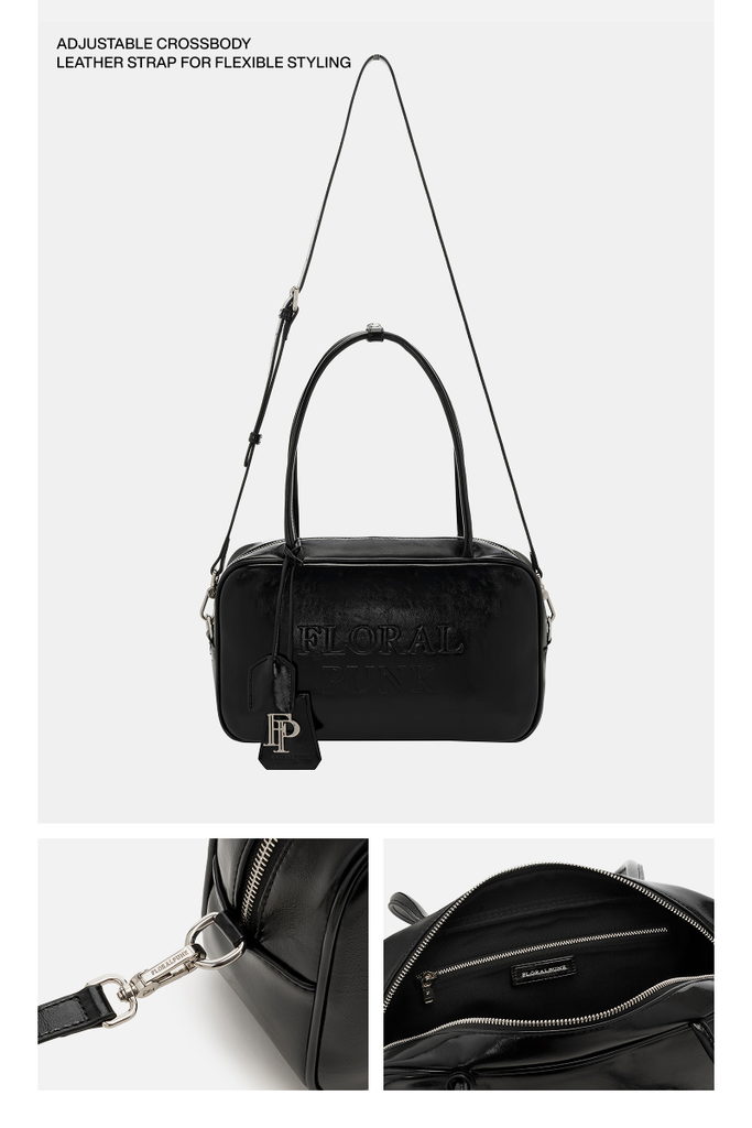 (Floralpunk) Berlin Briefcase Small - Black leather