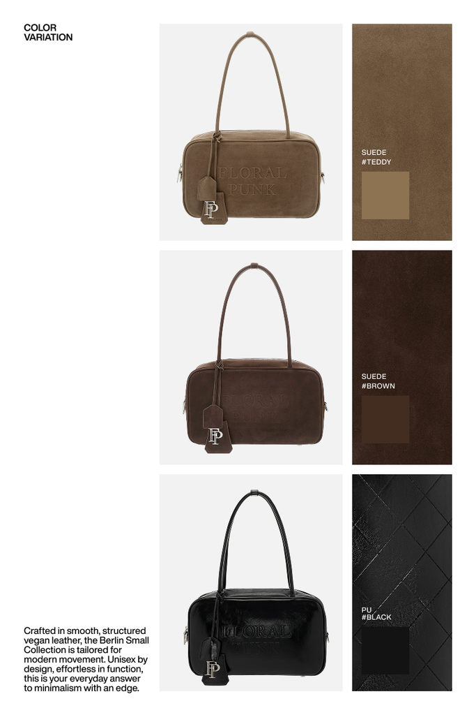 (Floralpunk) Berlin Briefcase Small - Suede Teddy