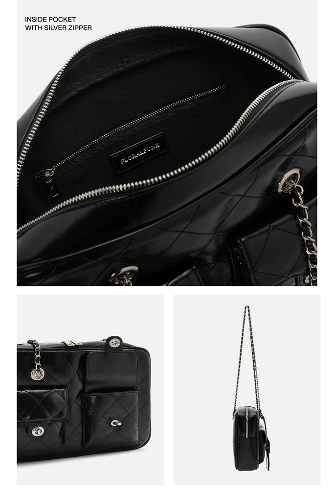 (Floralpunk) Brooklyn Pocket Box Bag - Black